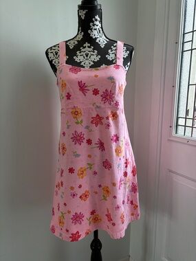 Vintage Fresh Produce  Cotton Pink Floral Sundress - Cute Summer Dress Sz.Small